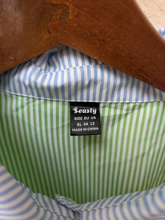 Pastel Multi Colored Pathwork Collared Button Down Blouse. Size 12 - Picture 2 of 6